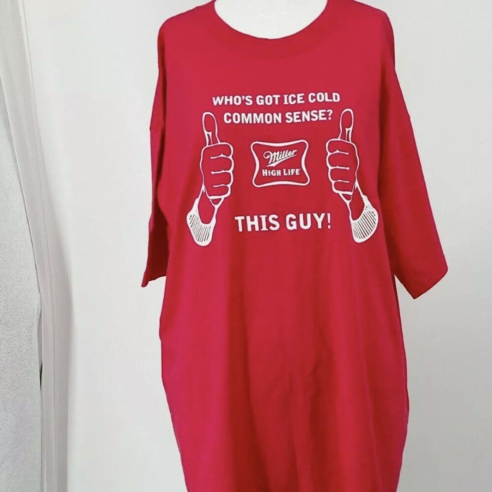 Miller Beer High Life Men's T-Shirt Red Anvil Size XL 2 thumbs up Promo Tee